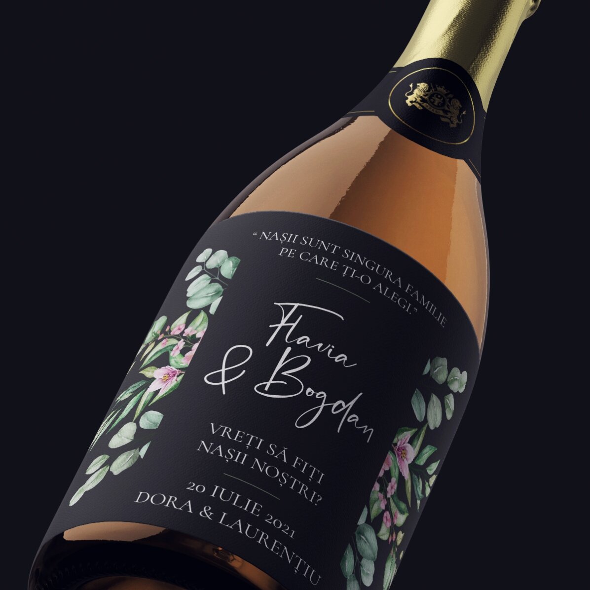 Vin mousseux personnalisé avec un message - « Will you be ? »