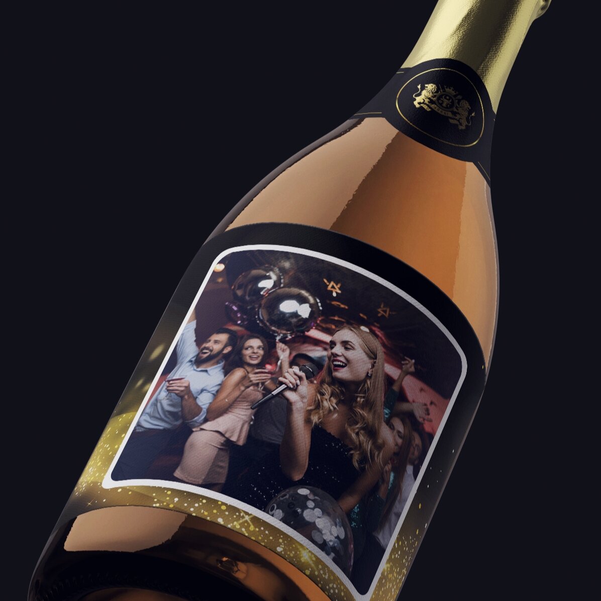 Vin mousseux personnalisé avec une photo - Gold