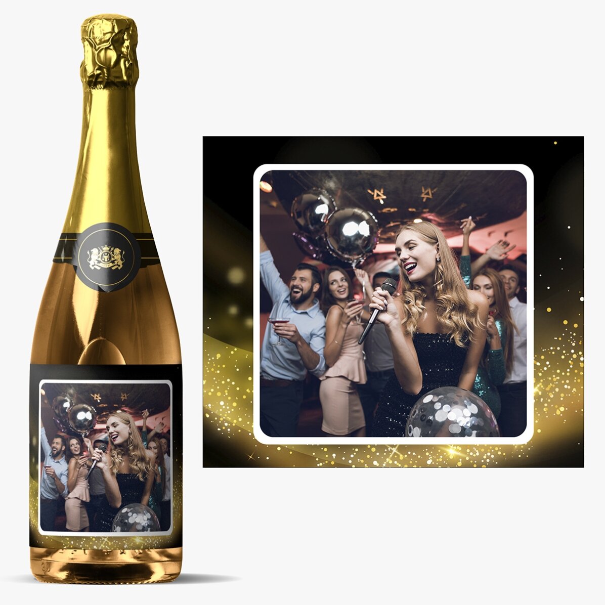 Vin mousseux personnalisé avec une photo - Gold